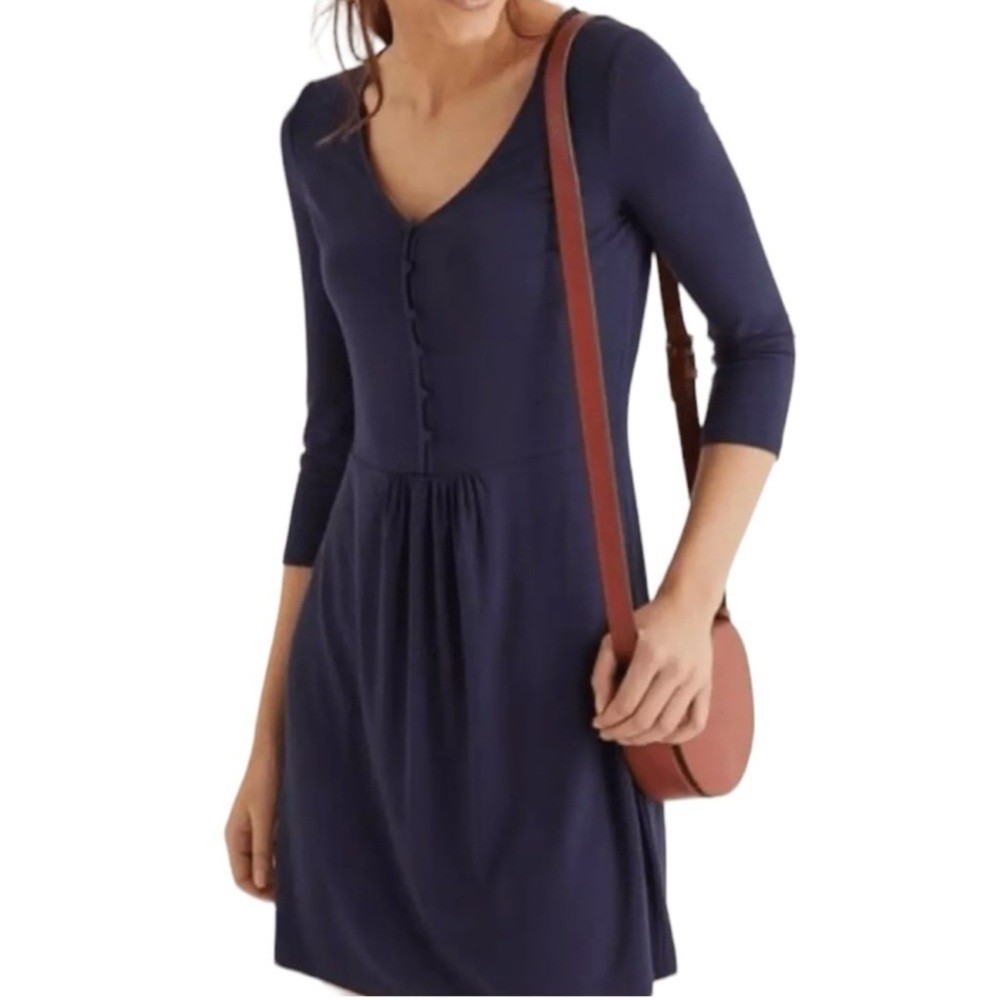 Boden Women’s Navy Blue Sabina Jersey Knit 3/4 Sleeve Fit & Flare Dress size 10R